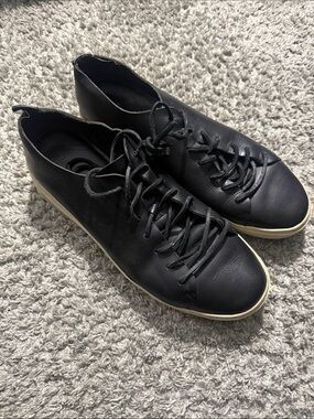 Vince Men's Collins Black Low-Top Leather Sneakers